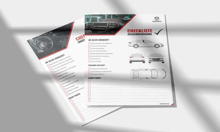 Fahrzeugpflege Checklisten Design Agentur bochum