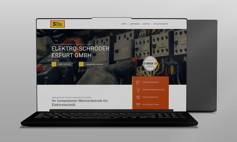 Webdesign Elektrotechnik - Webdesign auf Laptop